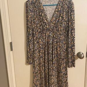 Boden Black Floral Long Sleeve Dress